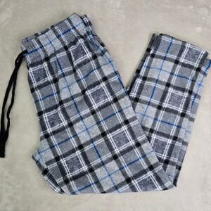 CuddlDuds Mens Gray Blue Plaid Fleece Pajama Pants Loungewear Pockets Soft Fuzzy